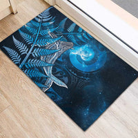 New Zealand Matariki Rubber Doormat Maori Koru With Humpback Whale Blue LT05 - Polynesian Pride