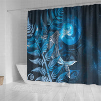 New Zealand Matariki Shower Curtain Maori Koru With Humpback Whale Blue LT05 - Polynesian Pride