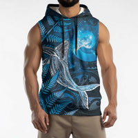 New Zealand Matariki Sleeveless Hoodie Maori Koru With Humpback Whale Blue LT05 - Polynesian Pride