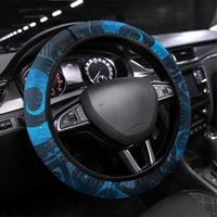 New Zealand Matariki Steering Wheel Cover Maori Koru With Humpback Whale Blue LT05 Universal Fit Blue - Polynesian Pride