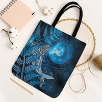 New Zealand Matariki Tote Bag Maori Koru With Humpback Whale Blue LT05 Black Strap One Size Blue - Polynesian Pride