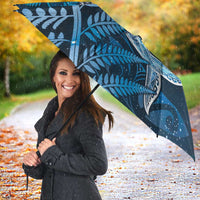 New Zealand Matariki Umbrella Maori Koru With Humpback Whale Blue LT05 - Polynesian Pride