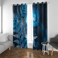 New Zealand Matariki Window Curtain Maori Koru With Humpback Whale Blue LT05 With Grommets Blue - Polynesian Pride