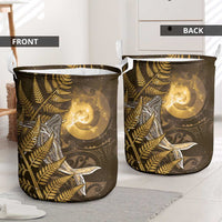 New Zealand Matariki Laundry Basket Maori Koru With Humpback Whale Gold LT05 - Polynesian Pride