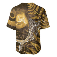 New Zealand Matariki Baseball Jersey Maori Koru With Humpback Whale Gold LT05 - Polynesian Pride