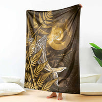New Zealand Matariki Blanket Maori Koru With Humpback Whale Gold LT05 - Polynesian Pride