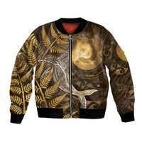 New Zealand Matariki Bomber Jacket Maori Koru With Humpback Whale Gold LT05 Unisex Gold - Polynesian Pride