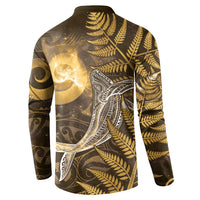 New Zealand Matariki Button Sweatshirt Maori Koru With Humpback Whale Gold LT05 - Polynesian Pride