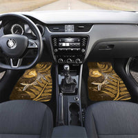 New Zealand Matariki Car Mats Maori Koru With Humpback Whale Gold LT05 Set 2pcs - Front Gold - Polynesian Pride