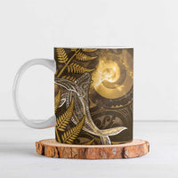 New Zealand Matariki Ceramic Mug Maori Koru With Humpback Whale Gold LT05 Gold - Polynesian Pride