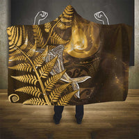 New Zealand Matariki Hooded Blanket Maori Koru With Humpback Whale Gold LT05 - Polynesian Pride