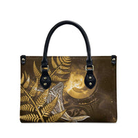 New Zealand Matariki Leather Bag Maori Koru With Humpback Whale Gold LT05 - Polynesian Pride