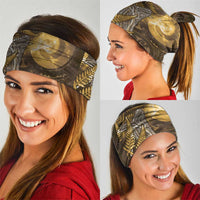 New Zealand Matariki Neck Gaiter Maori Koru With Humpback Whale Gold LT05 - Polynesian Pride