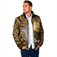 New Zealand Matariki Padded Jacket Maori Koru With Humpback Whale Gold LT05 - Polynesian Pride