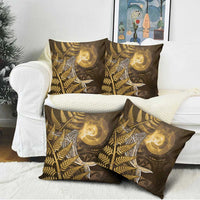 New Zealand Matariki Pillow Cover Maori Koru With Humpback Whale Gold LT05 - Polynesian Pride