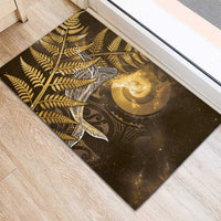 New Zealand Matariki Rubber Doormat Maori Koru With Humpback Whale Gold LT05 - Polynesian Pride