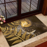 New Zealand Matariki Rubber Doormat Maori Koru With Humpback Whale Gold LT05 - Polynesian Pride