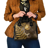 New Zealand Matariki Shoulder Handbag Maori Koru With Humpback Whale Gold LT05 - Polynesian Pride