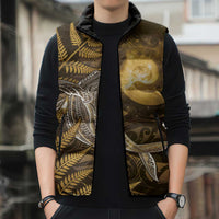 New Zealand Matariki Sleeveless Puffer Jacket Maori Koru With Humpback Whale Gold LT05 - Polynesian Pride