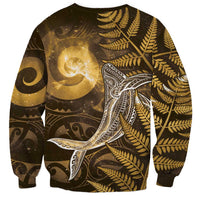 New Zealand Matariki Sweatshirt Maori Koru With Humpback Whale Gold LT05 - Polynesian Pride