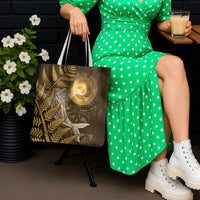 New Zealand Matariki Tote Bag Maori Koru With Humpback Whale Gold LT05 - Polynesian Pride