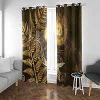 New Zealand Matariki Window Curtain Maori Koru With Humpback Whale Gold LT05 With Grommets Gold - Polynesian Pride