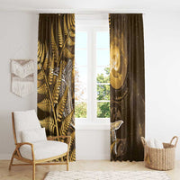 New Zealand Matariki Window Curtain Maori Koru With Humpback Whale Gold LT05 - Polynesian Pride