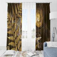 New Zealand Matariki Window Curtain Maori Koru With Humpback Whale Gold LT05 - Polynesian Pride