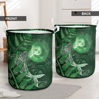 New Zealand Matariki Laundry Basket Maori Koru With Humpback Whale Green LT05 - Polynesian Pride
