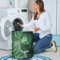 New Zealand Matariki Laundry Basket Maori Koru With Humpback Whale Green LT05 - Polynesian Pride