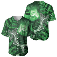 New Zealand Matariki Baseball Jersey Maori Koru With Humpback Whale Green LT05 - Polynesian Pride
