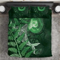 New Zealand Matariki Bedding Set Maori Koru With Humpback Whale Green LT05 Green - Polynesian Pride