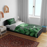 New Zealand Matariki Bedding Set Maori Koru With Humpback Whale Green LT05 - Polynesian Pride