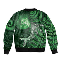 New Zealand Matariki Bomber Jacket Maori Koru With Humpback Whale Green LT05 - Polynesian Pride