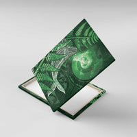 New Zealand Matariki Canvas Wall Art Maori Koru With Humpback Whale Green LT05 With Frame Green - Polynesian Pride