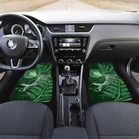New Zealand Matariki Car Mats Maori Koru With Humpback Whale Green LT05 Set 2pcs - Front Green - Polynesian Pride