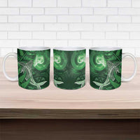 New Zealand Matariki Ceramic Mug Maori Koru With Humpback Whale Green LT05 - Polynesian Pride