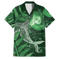 New Zealand Matariki Family Matching Short Sleeve Bodycon Dress and Hawaiian Shirt Maori Koru With Humpback Whale Green