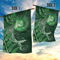 New Zealand Matariki Garden Flag Maori Koru With Humpback Whale Green LT05 - Polynesian Pride