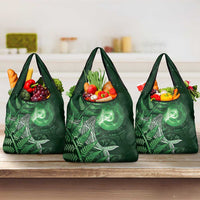 New Zealand Matariki Grocery Bag Maori Koru With Humpback Whale Green LT05 3-pack One Size Green - Polynesian Pride