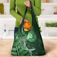 New Zealand Matariki Grocery Bag Maori Koru With Humpback Whale Green LT05 - Polynesian Pride