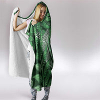 New Zealand Matariki Hooded Blanket Maori Koru With Humpback Whale Green LT05 - Polynesian Pride
