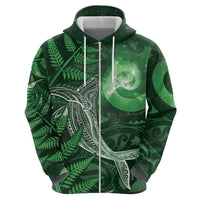 New Zealand Matariki Hoodie Maori Koru With Humpback Whale Green