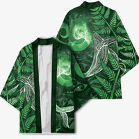 New Zealand Matariki Kimono Maori Koru With Humpback Whale Green LT05 - Polynesian Pride