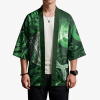 New Zealand Matariki Kimono Maori Koru With Humpback Whale Green LT05 - Polynesian Pride
