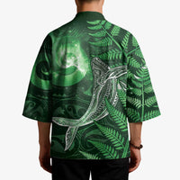 New Zealand Matariki Kimono Maori Koru With Humpback Whale Green LT05 - Polynesian Pride