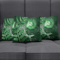 New Zealand Matariki Pillow Cover Maori Koru With Humpback Whale Green LT05 - Polynesian Pride