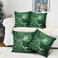 New Zealand Matariki Pillow Cover Maori Koru With Humpback Whale Green LT05 - Polynesian Pride