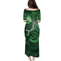 New Zealand Matariki Puletasi Maori Koru With Humpback Whale Green LT05 - Polynesian Pride