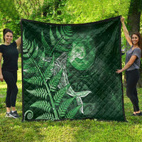 New Zealand Matariki Quilt Maori Koru With Humpback Whale Green LT05 - Polynesian Pride